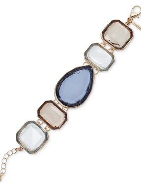 INC International Concepts Gold Tone Color Stone Flex Bracelet 7” + 1 Extender